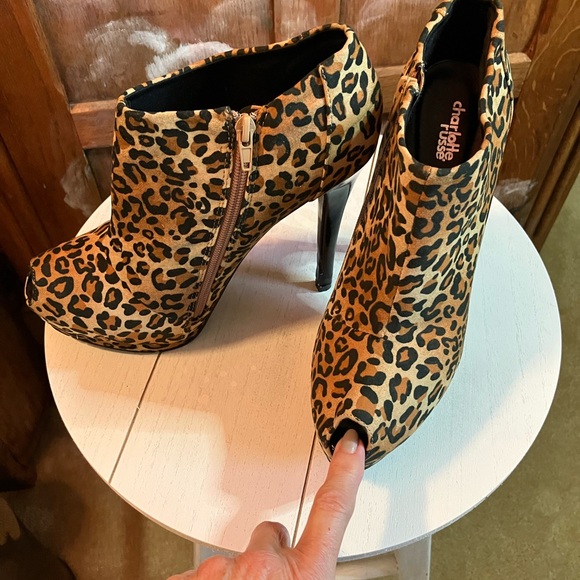 Charlotte Russe peep today leopard print platform stiletto. Size 10 - Picture 1 of 10